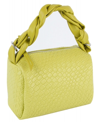 Embossed Woven Twist Handle Satchel LH123-Z LIME